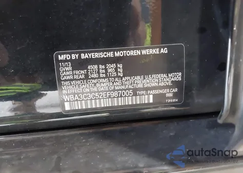 2014 BMW 320I xDrive from USA, damaged, VIN WBA3C3C52EF987005